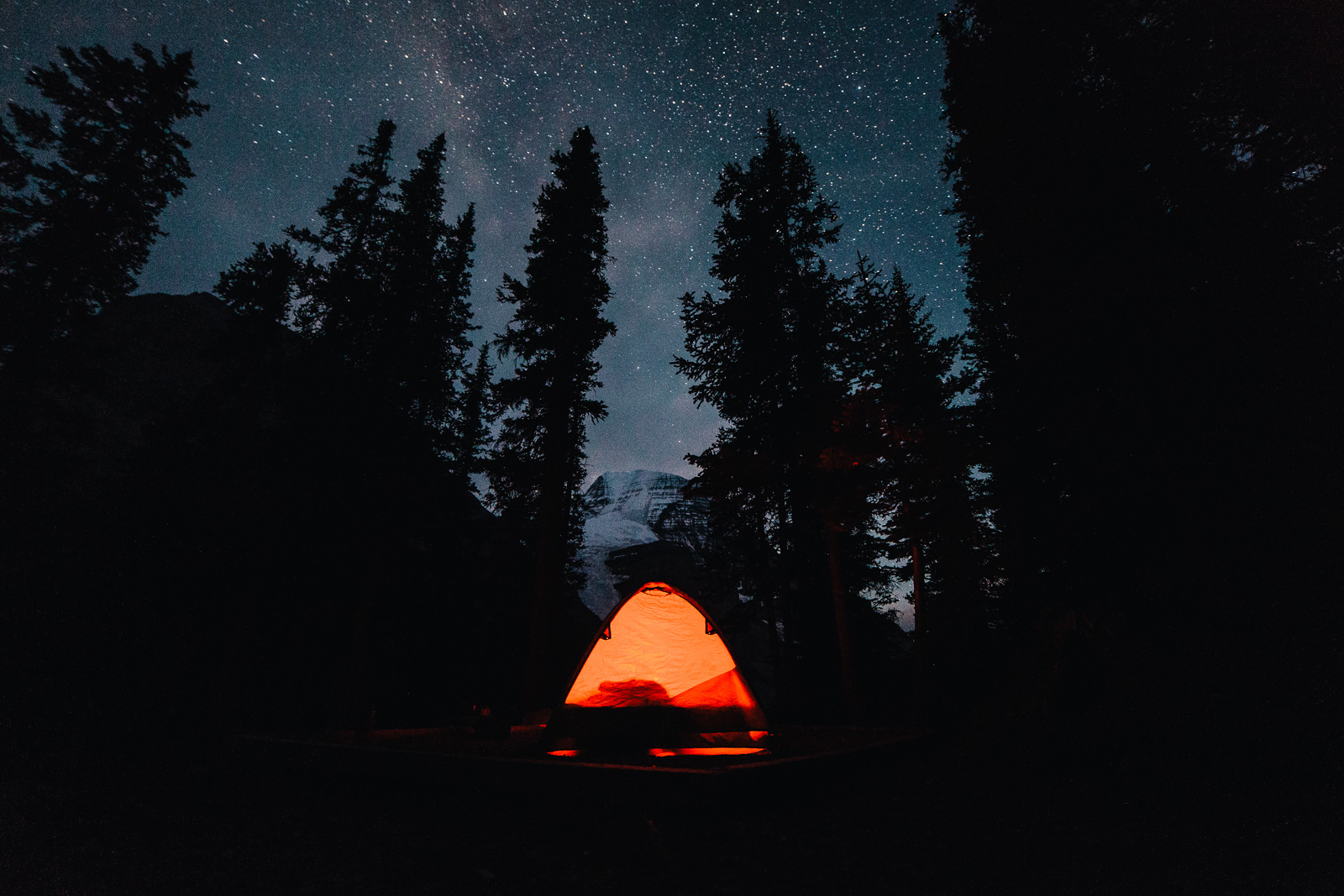 camping at berg lake night tent photo